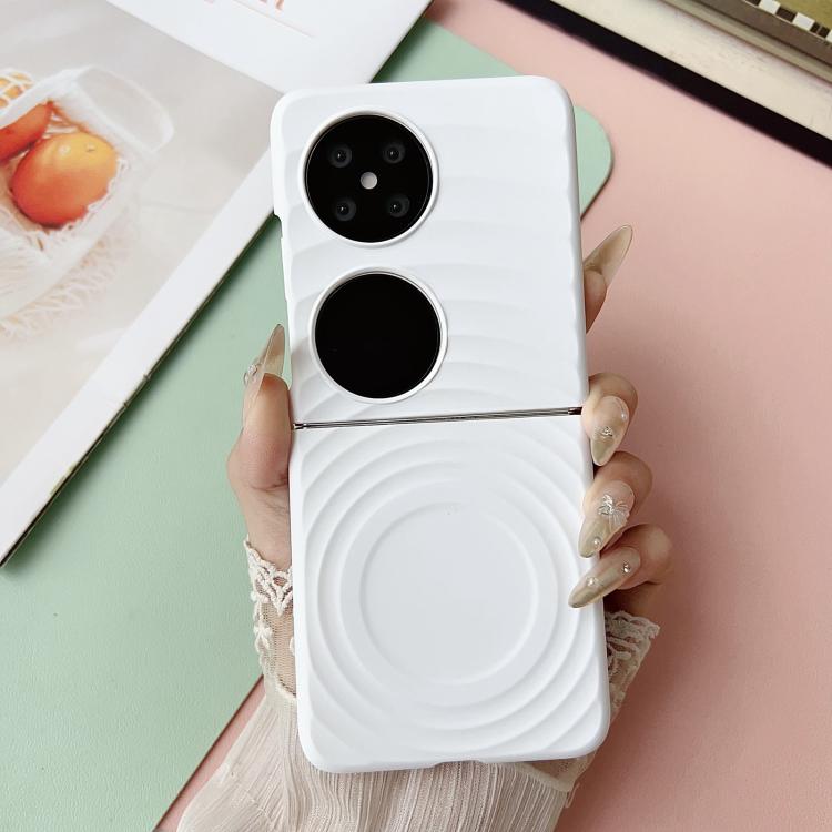 Funda de PC con textura ondulada MagSafe para Huawei Pocket 2 (blanca)