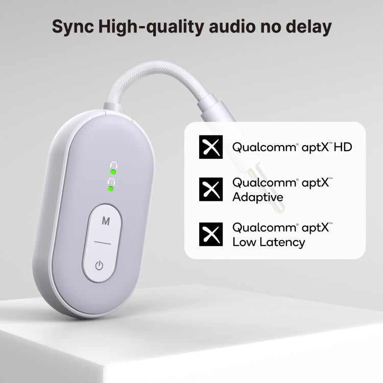 Adaptador de audio inalámbrico BT-20 2 en 1 para coche, receptor y transmisor de audio de 3,5 mm (blanco)