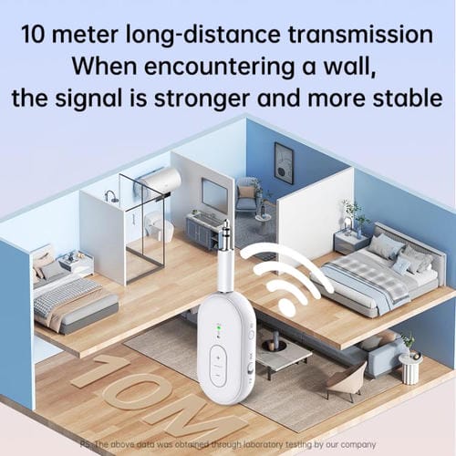 Adaptador de audio inalámbrico BT-21 2 en 1 para coche, receptor y transmisor de audio de 3,5 mm (blanco)