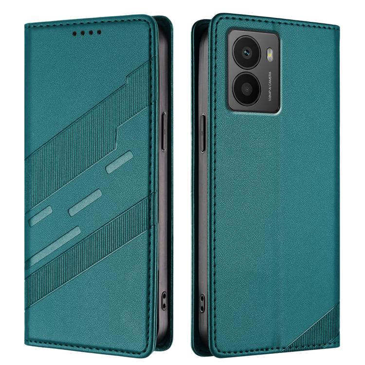 Funda de cuero retro con relieve para teléfono HMD Fusion (verde oscuro)