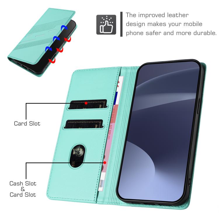 Funda de cuero retro con relieve para teléfono HMD Fusion (verde menta)