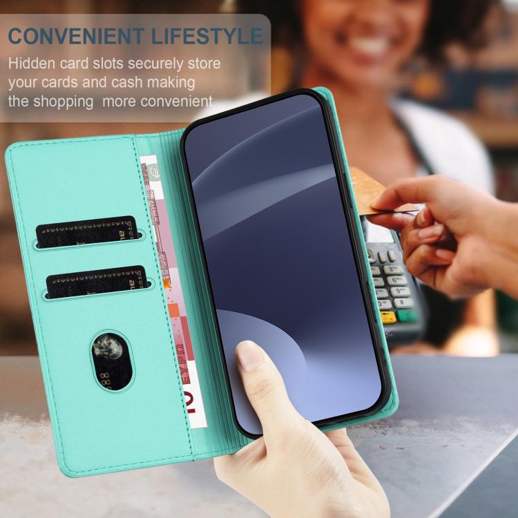 Funda de cuero retro con relieve para teléfono HMD Fusion (verde menta)