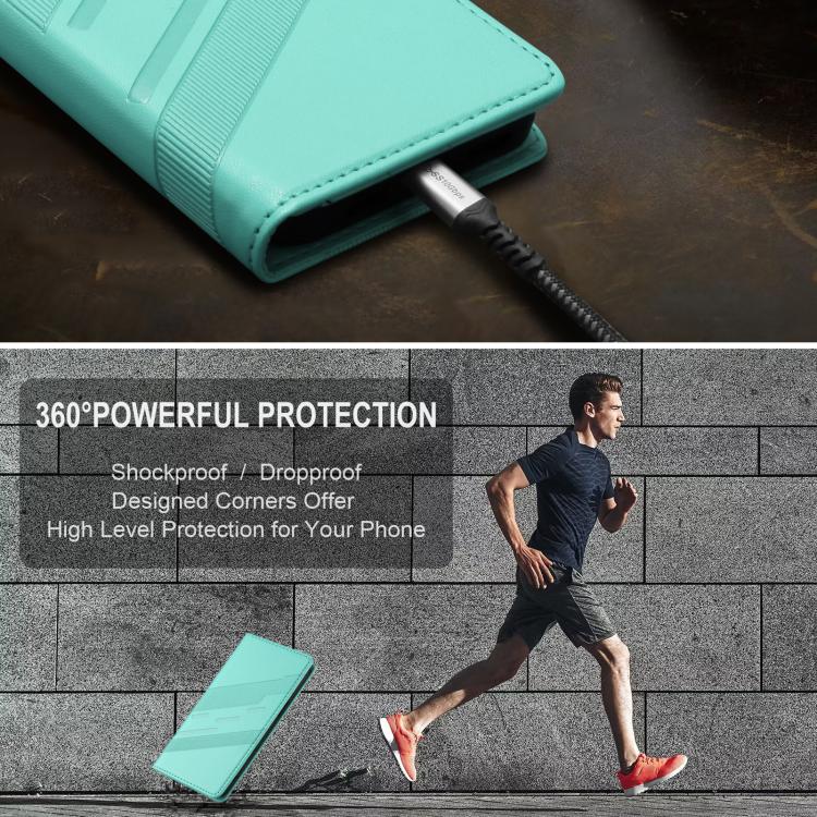 Funda de cuero retro con relieve para teléfono HMD Fusion (verde menta)