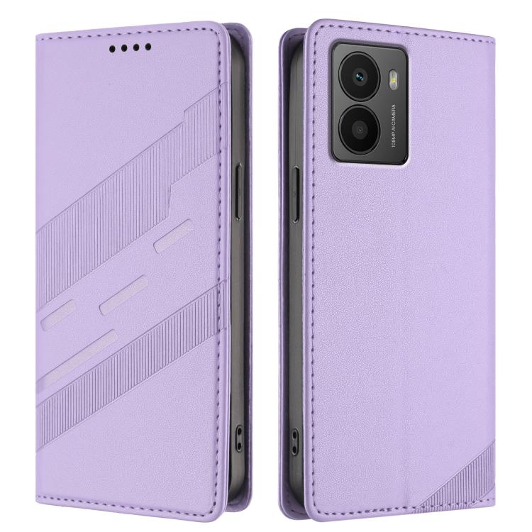 Funda de cuero retro con relieve para teléfono HMD Fusion (morado claro)
