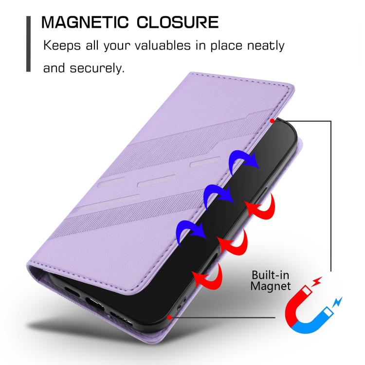 Funda de cuero retro con relieve para teléfono HMD Fusion (morado claro)