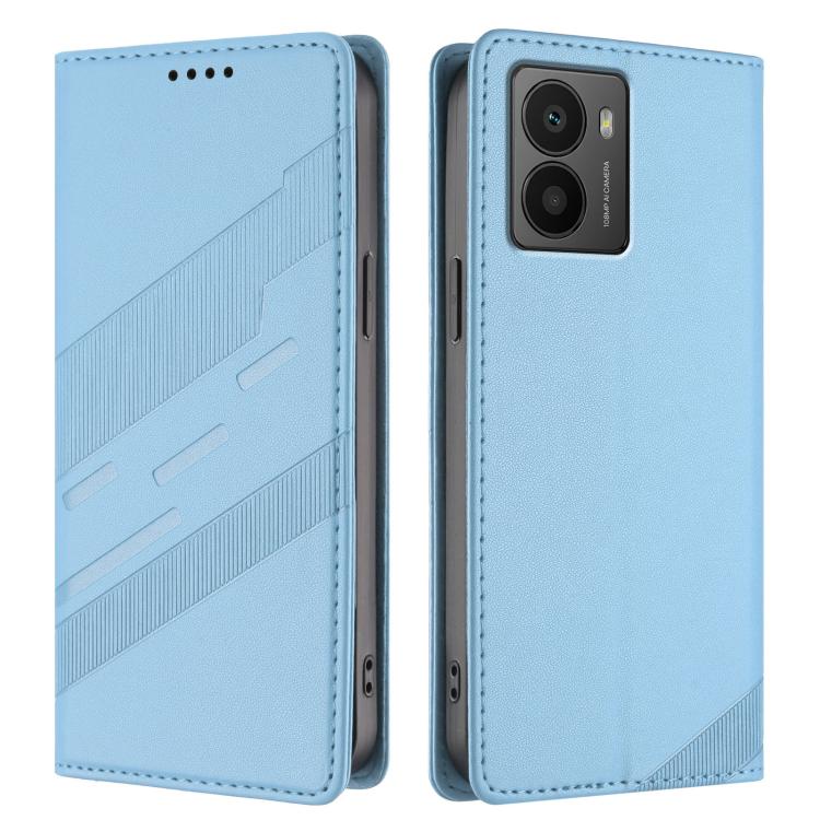 Funda de cuero retro con relieve para teléfono HMD Fusion (azul claro)