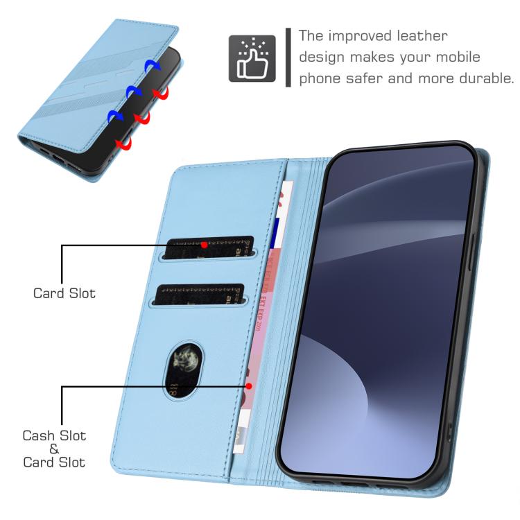 Funda de cuero retro con relieve para teléfono HMD Fusion (azul claro)