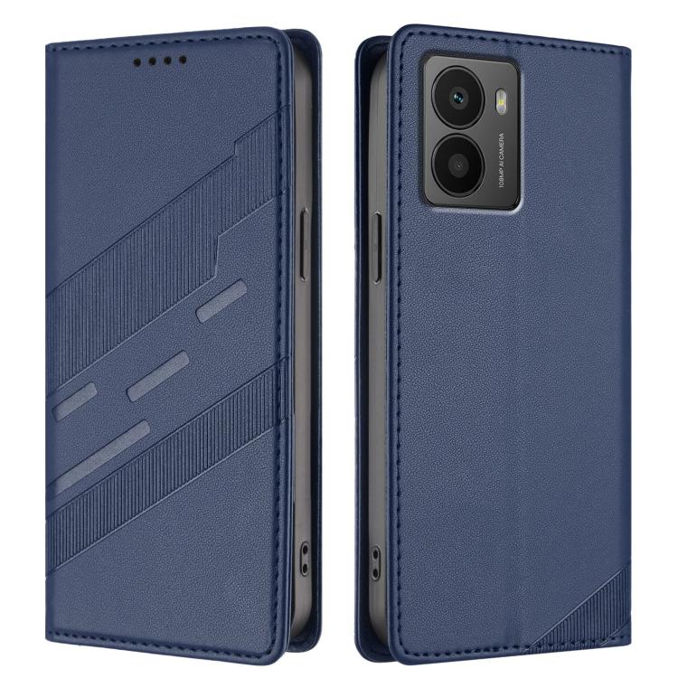Funda de cuero retro con relieve para teléfono HMD Fusion (azul oscuro)