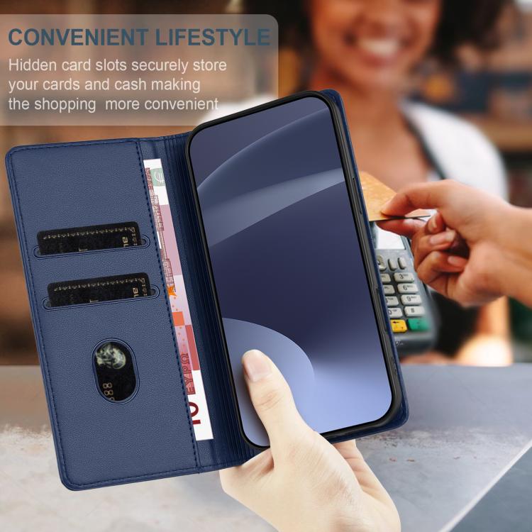 Funda de cuero retro con relieve para teléfono HMD Fusion (azul oscuro)