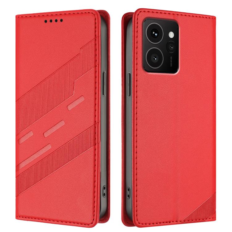 Funda de cuero retro con relieve para teléfono HMD Skyline (roja)