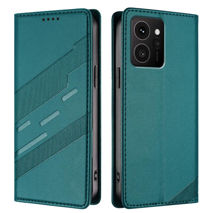 Funda de cuero retro con relieve para teléfono HMD Skyline (verde oscuro)