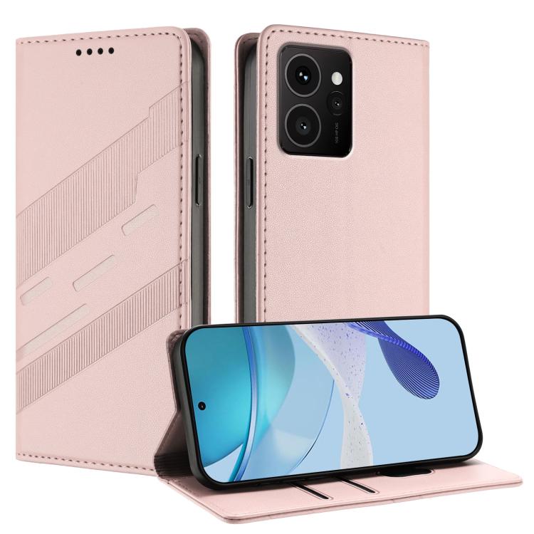 Funda de cuero retro con relieve para teléfono HMD Skyline (rosa)
