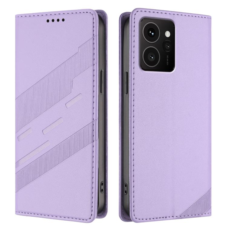 Funda de cuero retro con relieve para teléfono HMD Skyline (morado claro)