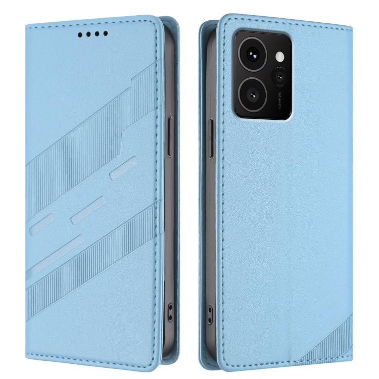 Funda de cuero retro con relieve para teléfono HMD Skyline (azul claro)