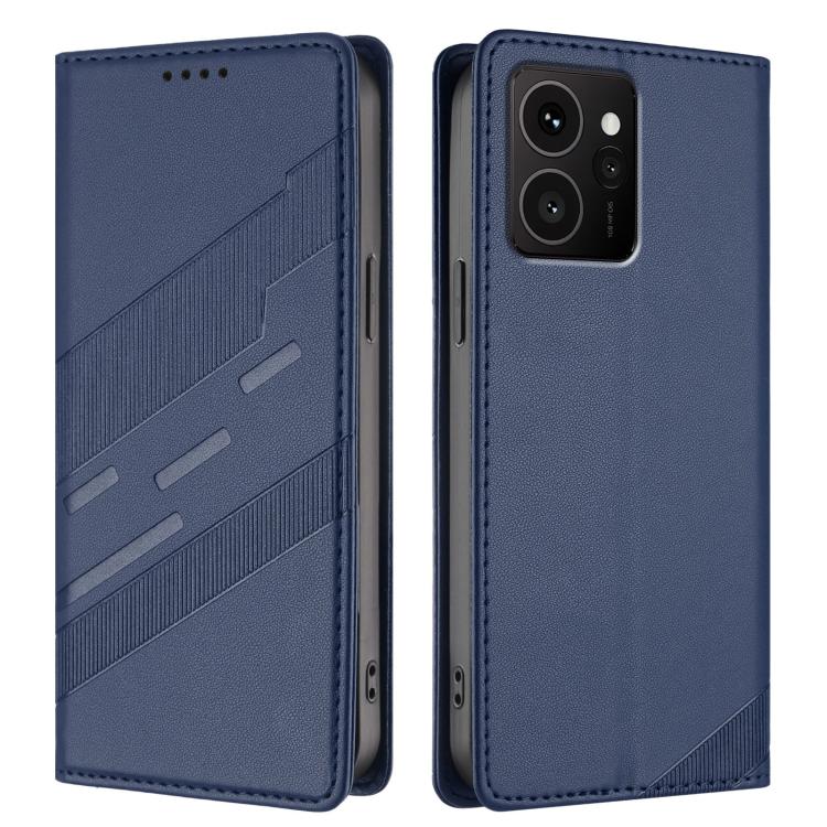 Funda de cuero retro con relieve para teléfono HMD Skyline (azul oscuro)