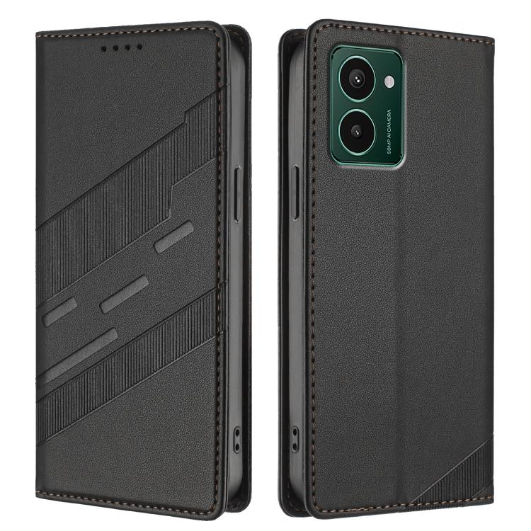 Funda de cuero retro con relieve para teléfono HMD Pulse Pro (negro)