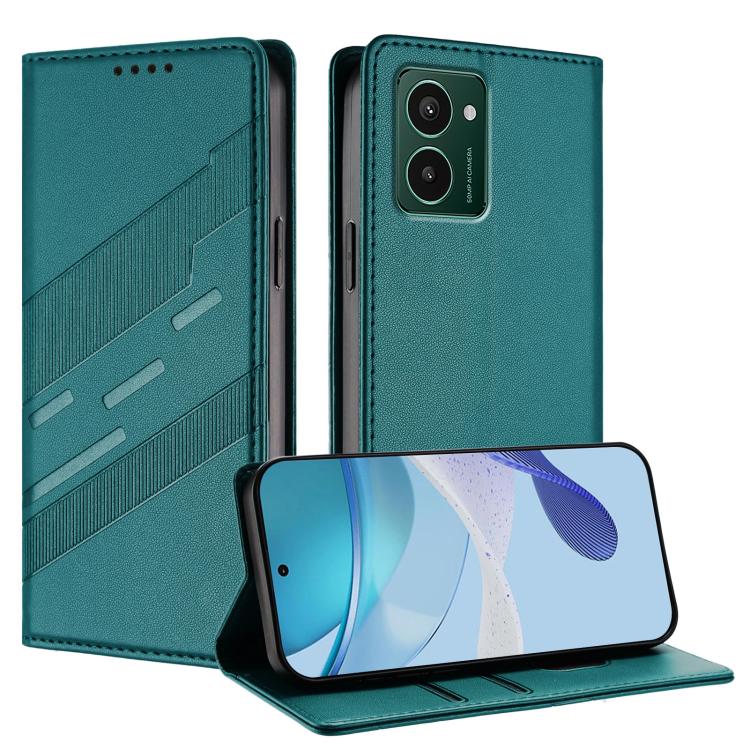 Funda de cuero retro con relieve para teléfono HMD Pulse Pro (verde oscuro)