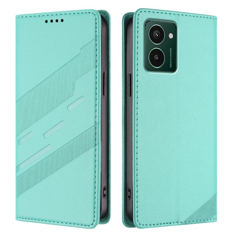 Funda de cuero retro con relieve para teléfono HMD Pulse Pro (verde menta)