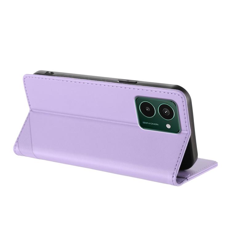 Funda de cuero retro con relieve para teléfono HMD Pulse Pro (morado claro)