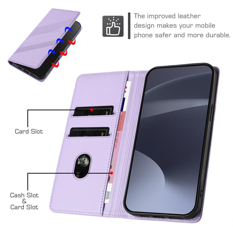 Funda de cuero retro con relieve para teléfono HMD Pulse Pro (morado claro)