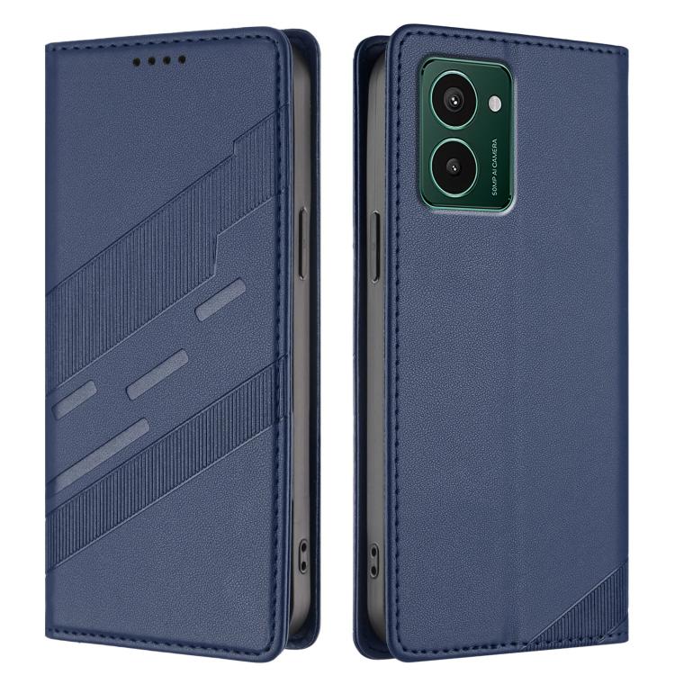 Funda de cuero retro con relieve para teléfono HMD Pulse Pro (azul oscuro)