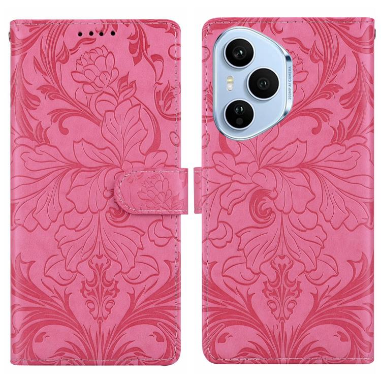 Funda de cuero con estampado floral en relieve para Honor 400 Pro Global (160,8 mm) (rosa)