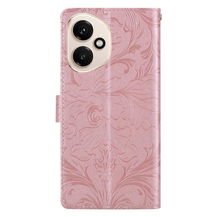 Funda de cuero con estampado floral en relieve para Honor 400 Global (156,5 mm) (rosa)