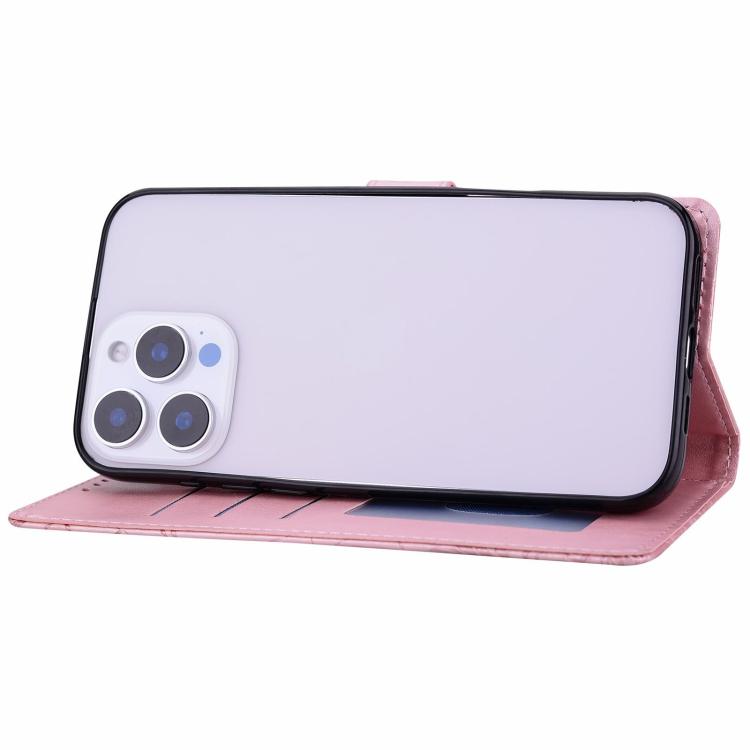 Funda de cuero con estampado floral en relieve para Honor 400 Global (156,5 mm) (rosa)
