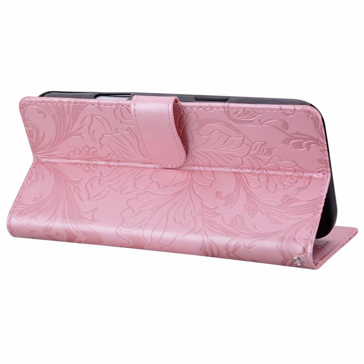 Funda de cuero con estampado floral en relieve para Honor 400 Global (156,5 mm) (rosa)
