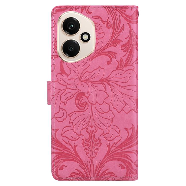 Funda de cuero con estampado floral en relieve para Honor 400 Global (156,5 mm) (rosa)