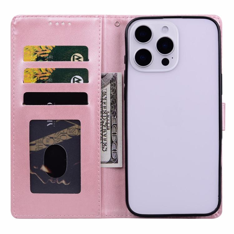 Funda de cuero con estampado floral en relieve global para Honor 400 Lite (rosa)