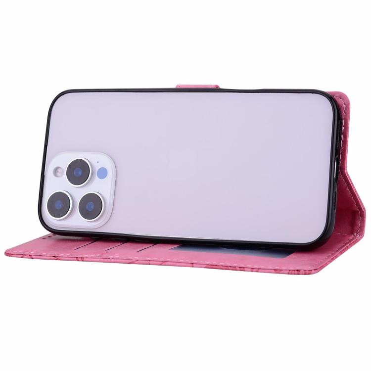 Funda de cuero con estampado floral en relieve global para Honor 400 Lite (rosa rojo)