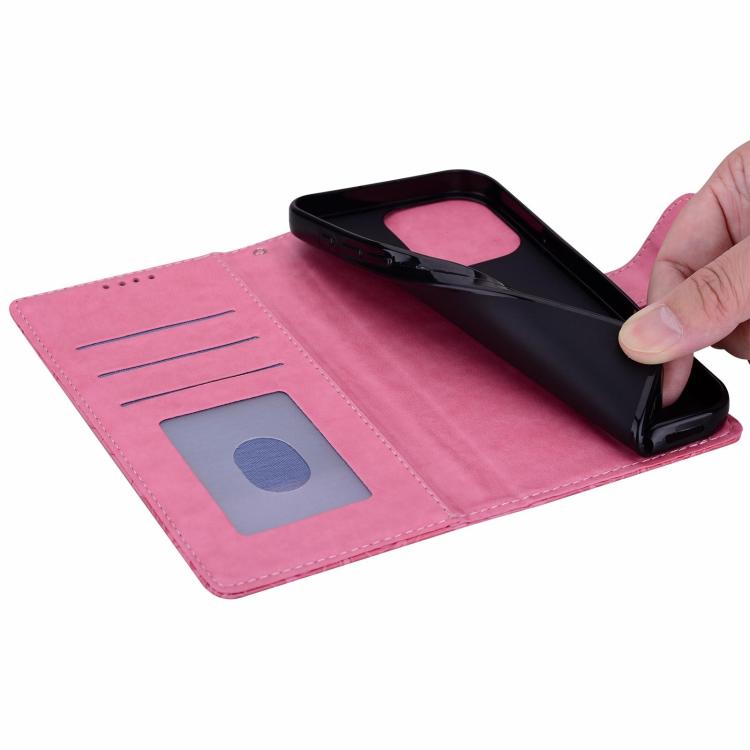 Funda de cuero con estampado floral en relieve global para Honor 400 Lite (rosa rojo)
