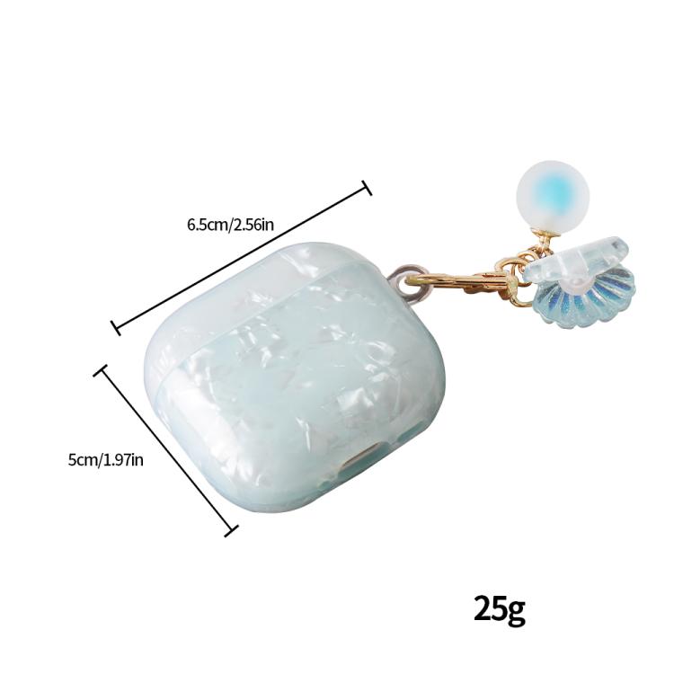 Estuche para AirPods 3 con textura de perla y hebilla colgante (azul claro)