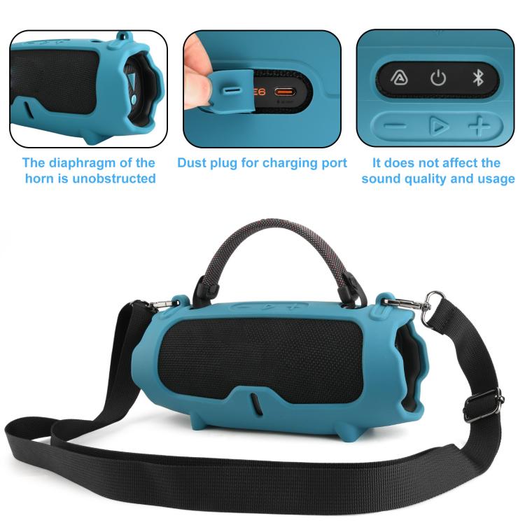 Funda protectora de silicona para altavoz portátil JBL Charge 6, funda blanda (azul)