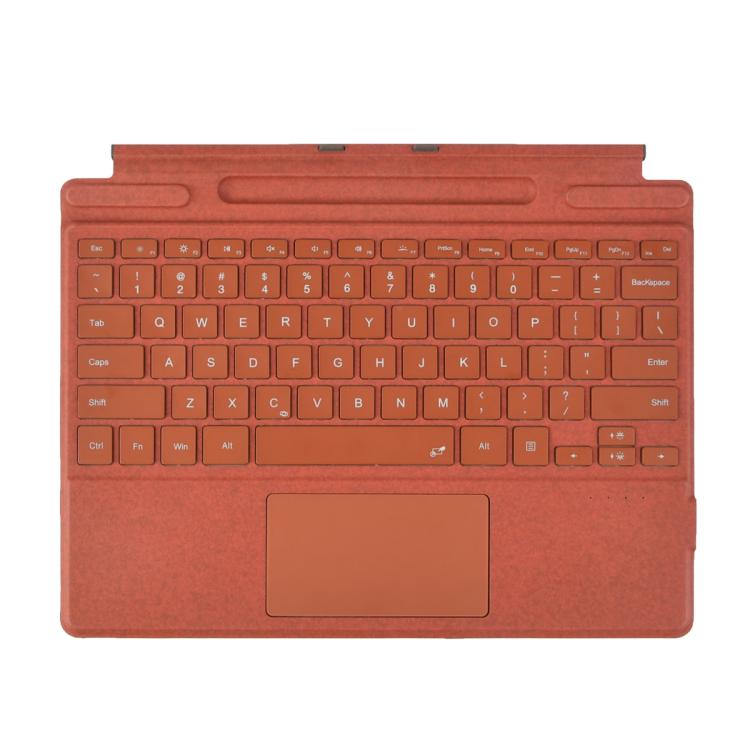 Teclado Bluetooth con panel táctil y retroiluminación de un solo color para Microsoft Surface Pro 9/10/11/12 (rojo)