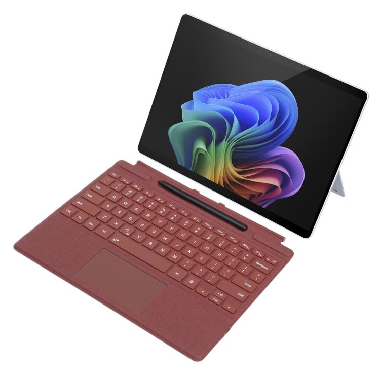 Teclado Bluetooth con panel táctil y retroiluminación de un solo color para Microsoft Surface Pro 9/10/11/12 (rojo)