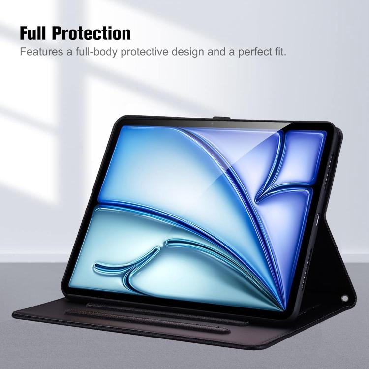 Funda inteligente de piel de lichi con tacto de gato para iPad Air 11 (2025/2024) (negra)