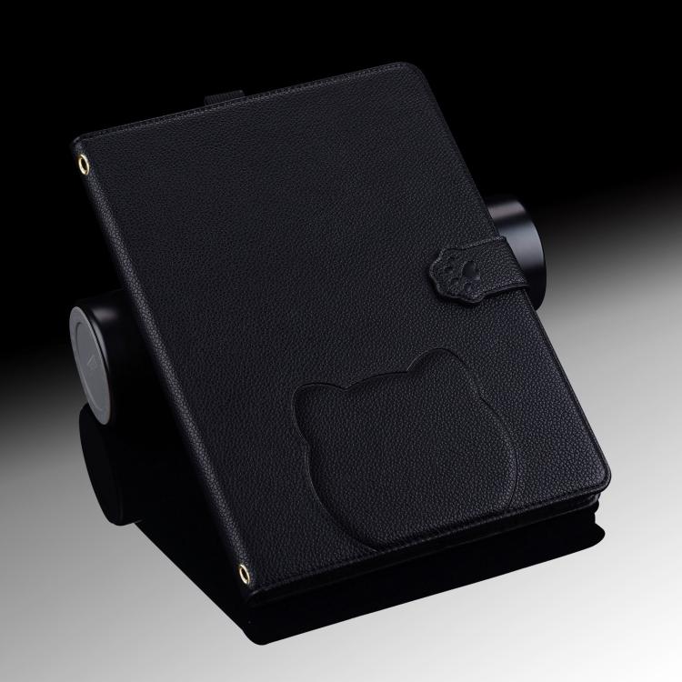 Funda inteligente de piel de lichi con tacto de gato para iPad Air 11 (2025/2024) (negra)