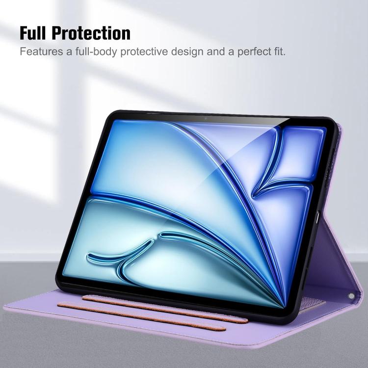 Funda inteligente de piel de lichi con tacto de gato para iPad Air 11 (2025/2024) (morado)