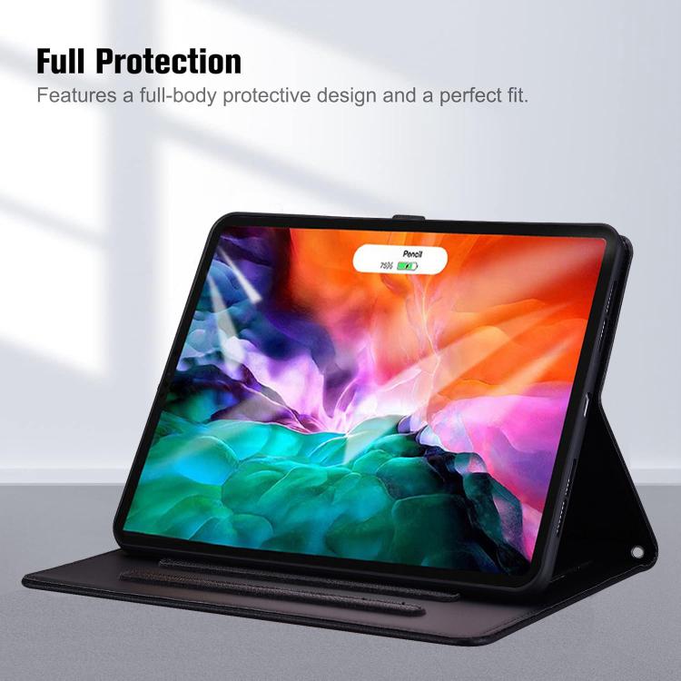 Funda inteligente de piel de lichi con tacto de gato para iPad mini 2024/mini 6 (negra)