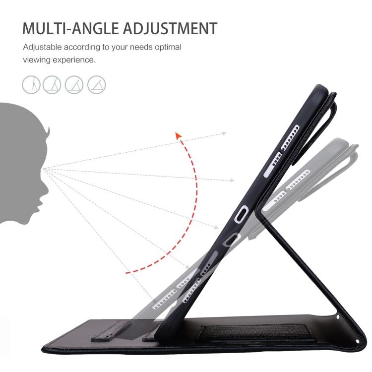 Funda inteligente de piel de lichi con tacto de gato para iPad mini 2024/mini 6 (negra)