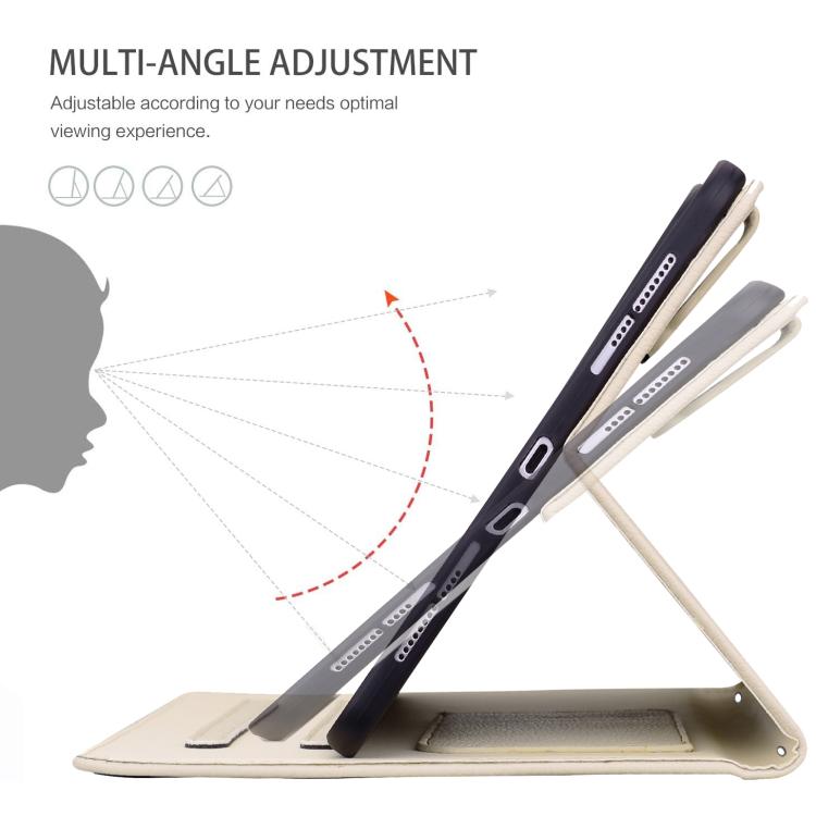 Funda inteligente de piel de lichi con tacto de gato para iPad mini 2024/mini 6 (blanco albaricoque)