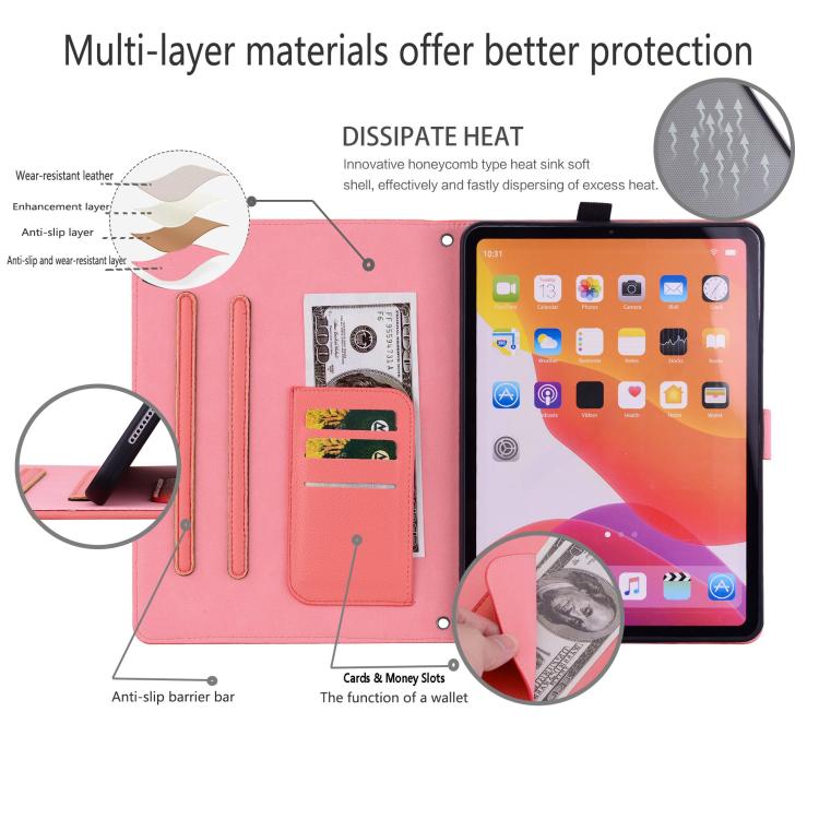 Funda inteligente de piel de lichi con tacto de gato para iPad Pro 13 (2024) (rojo sandía)