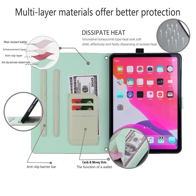 Funda inteligente de piel de lichi con tacto de gato para iPad Pro 13 (2024) (verde)