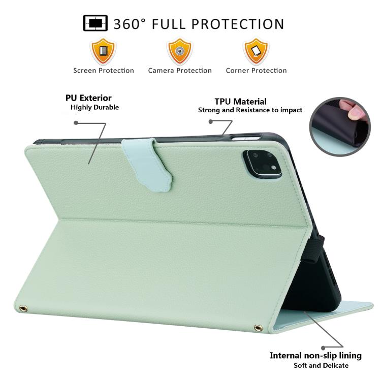 Funda inteligente de piel de lichi con tacto de gato para iPad Pro 13 (2024) (verde)