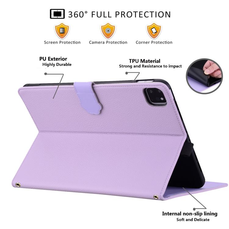 Funda inteligente de piel de lichi con tacto de gato para iPad Pro 13 (2024) (morado)