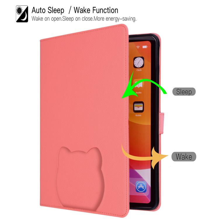 Funda inteligente de piel de lichi con tacto de gato para iPad Pro 11 (2024) (rojo sandía)
