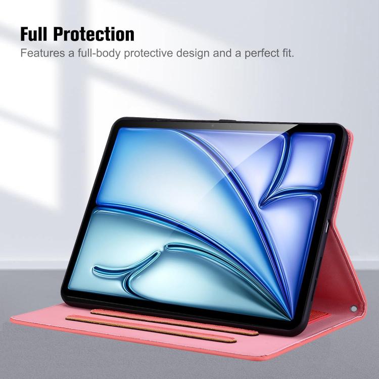 Funda inteligente de piel de lichi con tacto de gato para iPad Pro 11 (2024) (rojo sandía)