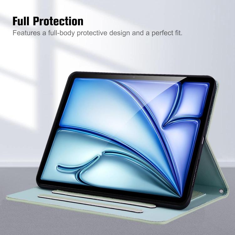 Funda inteligente de piel de lichi con tacto de gato para iPad Pro 11 (2024) (verde)
